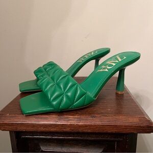 Zara Green Quilted Heels